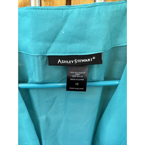 Ashley Stewart Turquoise Kimono Cardigan Cover Up 12 Sheer Open Front Fringe - Picture 3 of 10